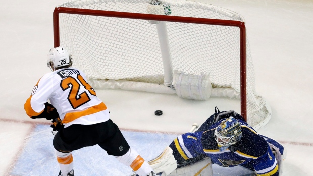 flyers use big second to double up blues article tsn flyers blues box score