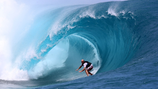 Surfer Doug Young on the set of Point Break