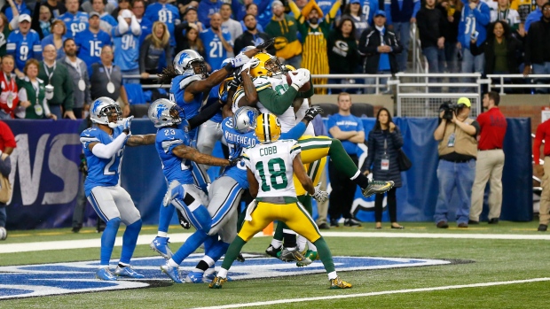 Richard Rodgers comes down with Hail Mary ball, The Canadian Press Richard Rodgers comes down with Hail Mary ball