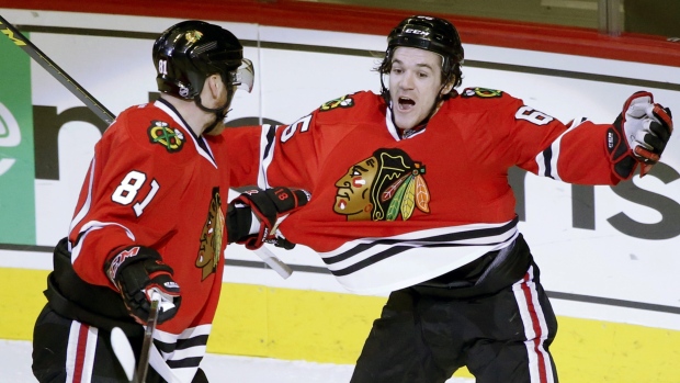 Andrew Shaw Marian Hossa, The Canadian Press Andrew Shaw Marian Hossa