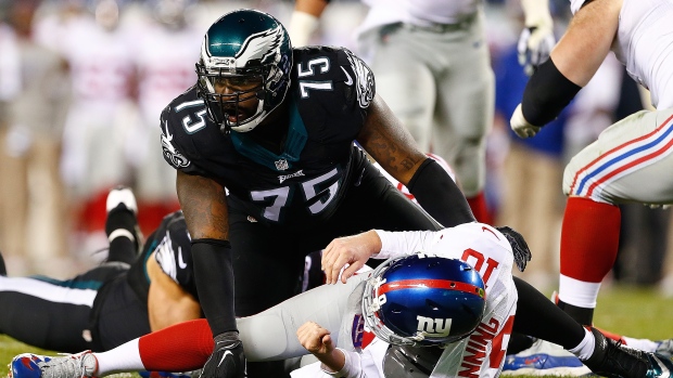 Vinny Curry sacks Manning, Rich Schultz/Getty Images Vinny Curry sacks Manning