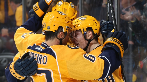 Predators players celebrate