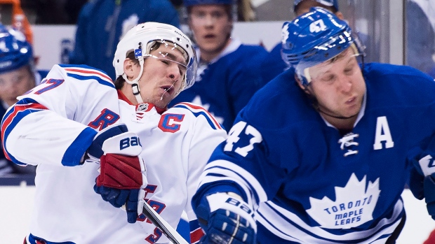 Ryan McDonagh and Leo Komarov