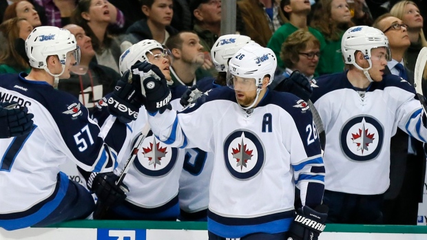 Blake Wheeler, Jets celebrate, The Canadian Press Blake Wheeler, Jets celebrate