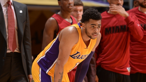 D'Angelo Russell , Andrew D. Bernstein/National Basketball Association/Getty Images D'Angelo Russell