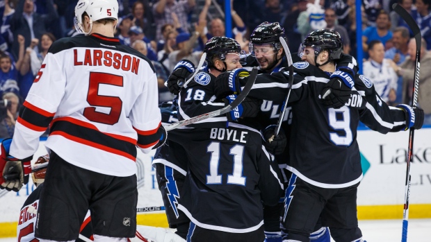 Tampa Bay Lightning celebrates, Scott Audette/National Hockey League/Getty Images Tampa Bay Lightning celebrates