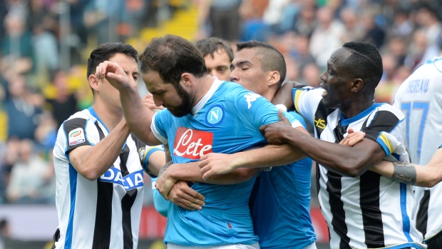 Gonzalo Higuain sent off 