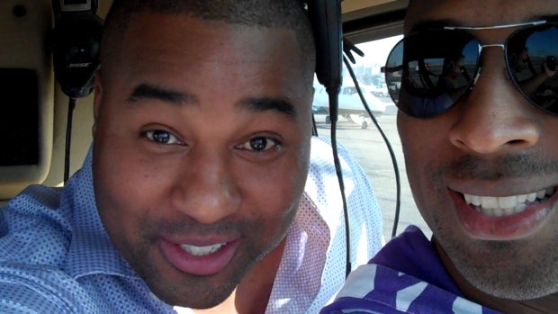 Kobe and Cabbie in the helicoptor