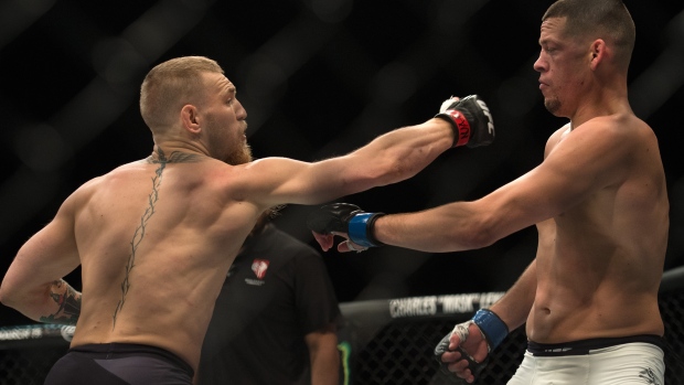 Conor McGregor and Nate Diaz, Brandon Magnus/Zuffa LLC/UFC/Getty Images Conor McGregor and Nate Diaz