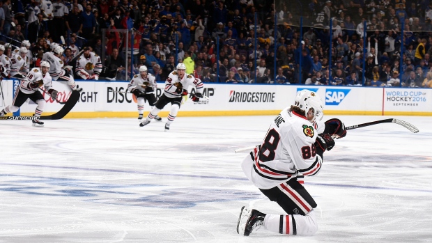 Patrick Kane of the Chicago Blackhawks skates during the 2014 NHL News  Photo - Getty Images