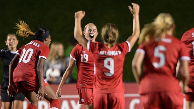Janine Beckie, Canada celebrates, The Canadian Press Janine Beckie, Canada celebrates