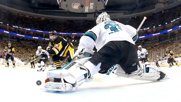 Martin Jones stops Nick Bonino