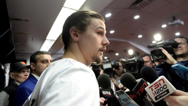 Erik Karlsson at media scrum