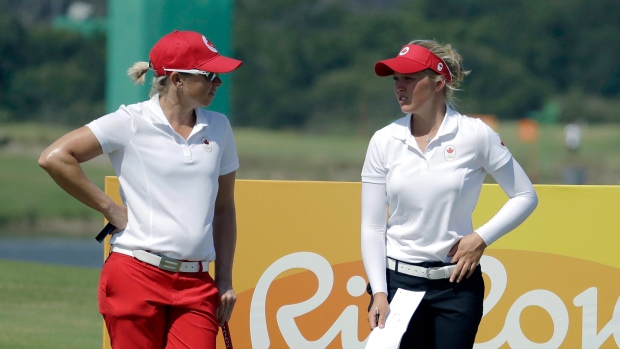 Alena Sharp, left, and Brooke Henderson