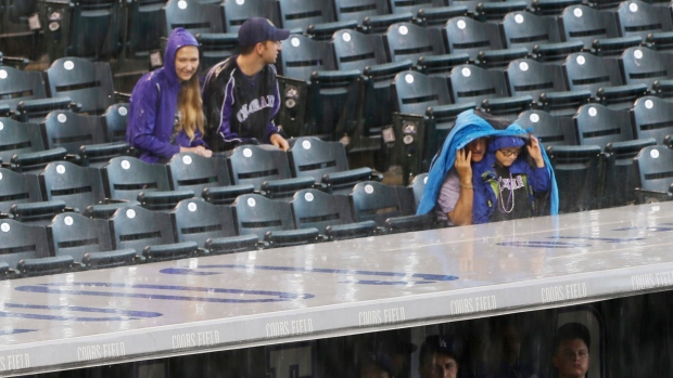 Rain delay at Coors Field