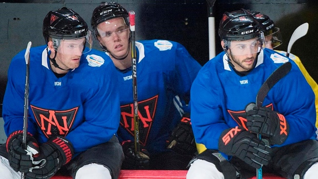 Connor McDavid (centre) Team North America