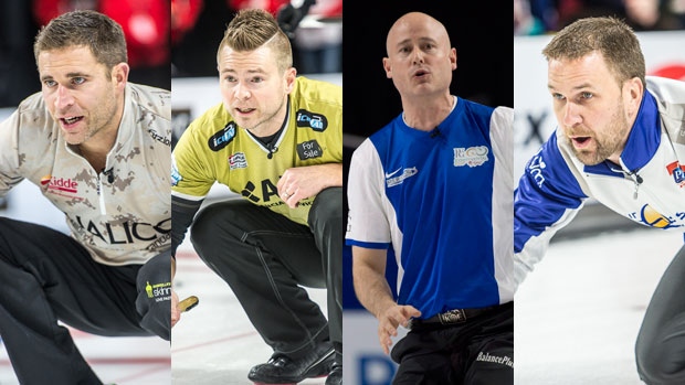 John Morris, Mike McEwen, Kevin Koe and Brad Gushue, TSN/Canadian Press John Morris, Mike McEwen, Kevin Koe and Brad Gushue