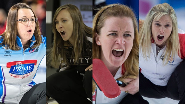 Val Sweeting, Rachel Homan, Chelsea Carey and Jennifer Jones