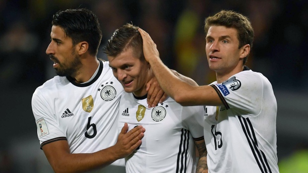 Toni Kroos, Sami Khedira and Thomas Mueller