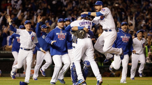 Chicago Cubs celebrate NLCS