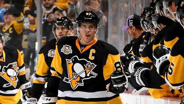 Sidney Crosby of the Pittsburgh Penguins looks on during a practice News  Photo - Getty Images