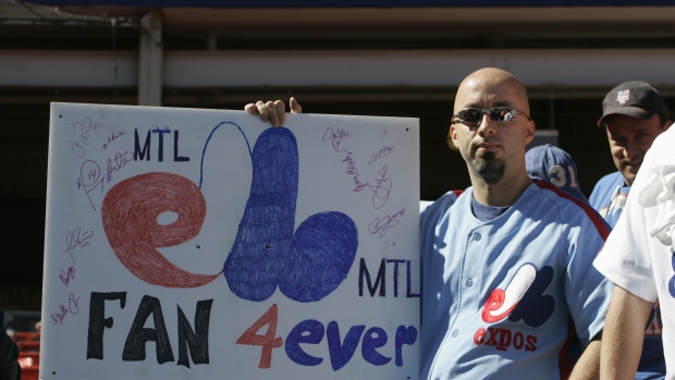 Expos fan at the team's final game in 2004, Rich Pilling/Major League Baseball/Getty Images Expos fan at the team's final game in 2004