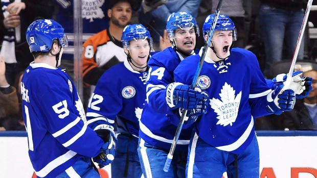 Zach Hyman and Maple Leafs Celebrate