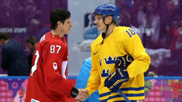 Crosby and Silfverberg shake hands, Bruce Bennett/Getty Images Crosby and Silfverberg shake hands