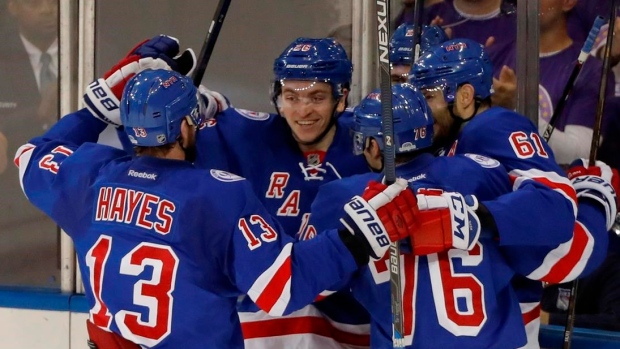 Jimmy Vesey and Rangers Celebrate