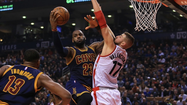 LeBron James and Jonas Valanciunas