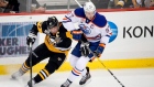 Sidney Crosby and Connor McDavid battle for the puck
