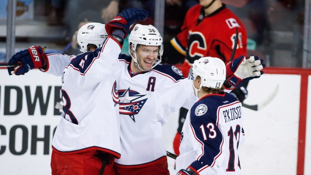 Blue Jackets celebrate, The Canadian Press Blue Jackets celebrate