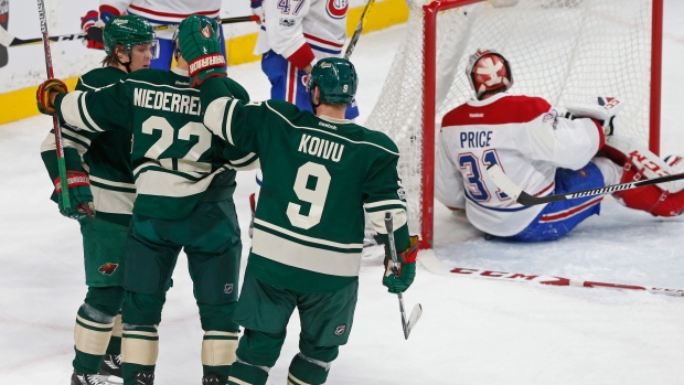 Minnesota Wild celebrate beside Carey Price