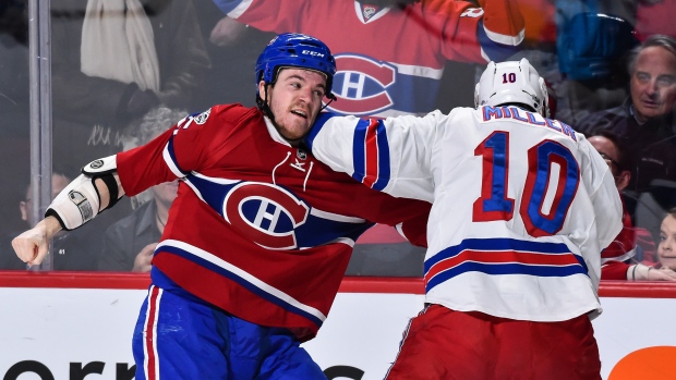 Andrew Shaw and J.T. Miller fight