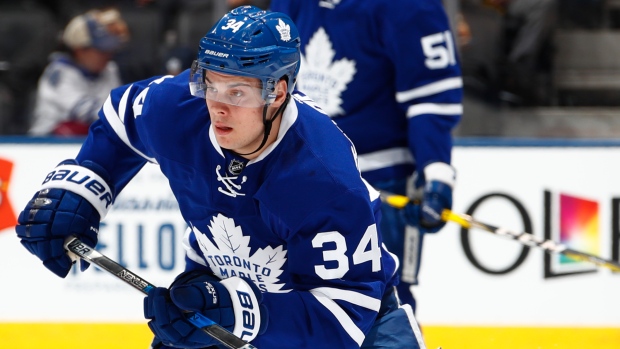 Auston Matthews of the Toronto Maple Leafs pauses during practice for  News Photo - Getty Images