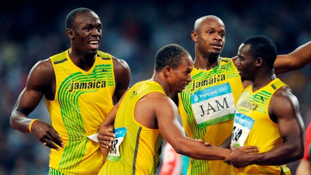 Usain Bolt and Jamaican relay team