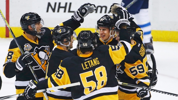 Penguins celebrate with Crosby