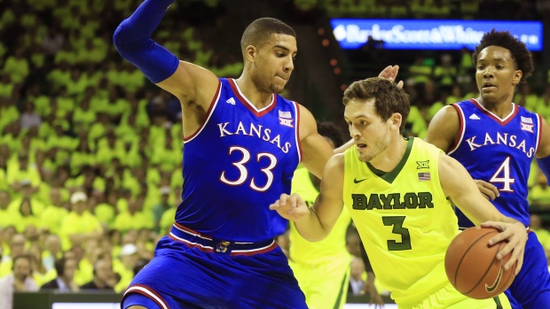 Kansas's Landen Lucas and Baylor's Jake Lindsey