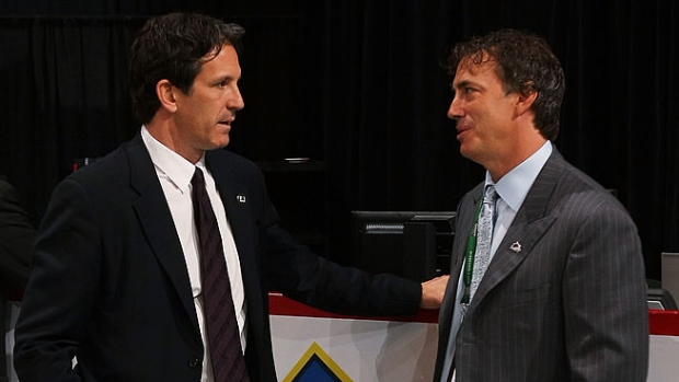 Brendan Shanahan and Joe Sakic Brendan Shanahan and Joe Sakic