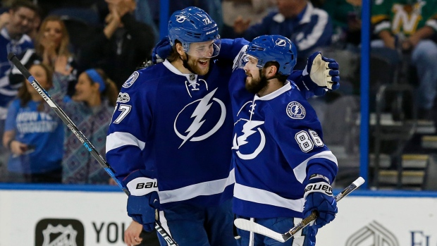 Hedman, Kucherov celebrate, The Canadian Press Hedman, Kucherov celebrate