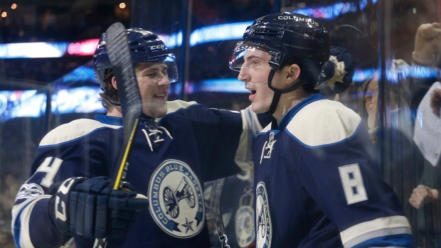 Fan who wears shirt of Zach Werenski's jacked-up face gets signed