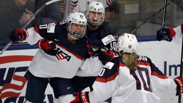 Hannah Brandt, USA women celebrate, The Canadian Press Hannah Brandt, USA women celebrate