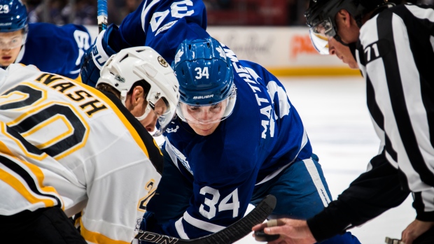 Nash, Matthews faceoff, Mark Blinch/National Hockey League/Getty Images Nash, Matthews faceoff
