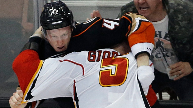 Manson fights Giordano , The Canadian Press Manson fights Giordano
