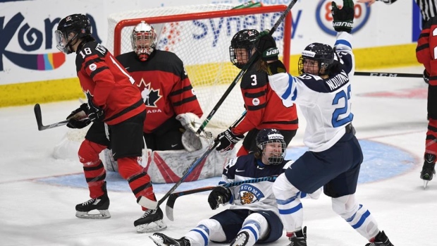 Canada-Finland women's world hockey championship semifinal