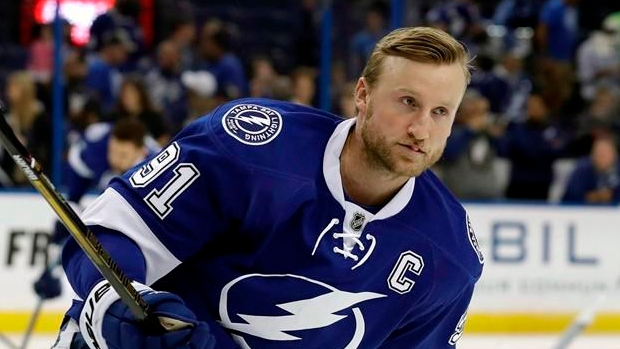 Steven Stamkos Tampa Bay Lightning Warm-Up Worn Hockey Fights