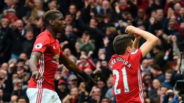 Ander Herrera celebrates, OLI SCARFF/AFP/Getty Images Ander Herrera celebrates