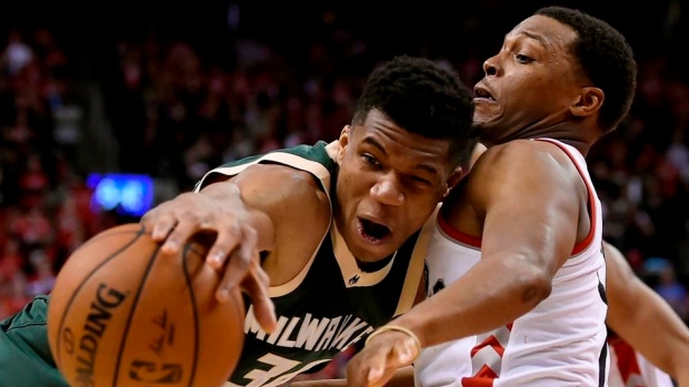 Giannis Antetokounmpo and Kyle Lowry