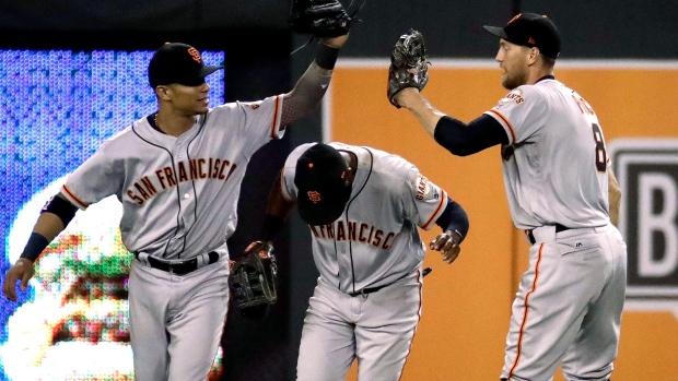 San Francisco Giants celebrate, The Canadian Press San Francisco Giants celebrate