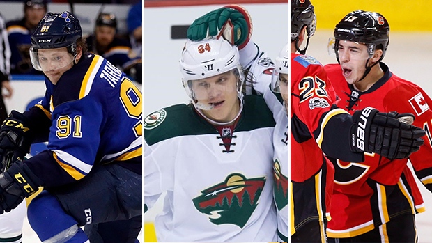 Vladimir Tarasenko, Mikael Granlund and Johnny Gaudreau